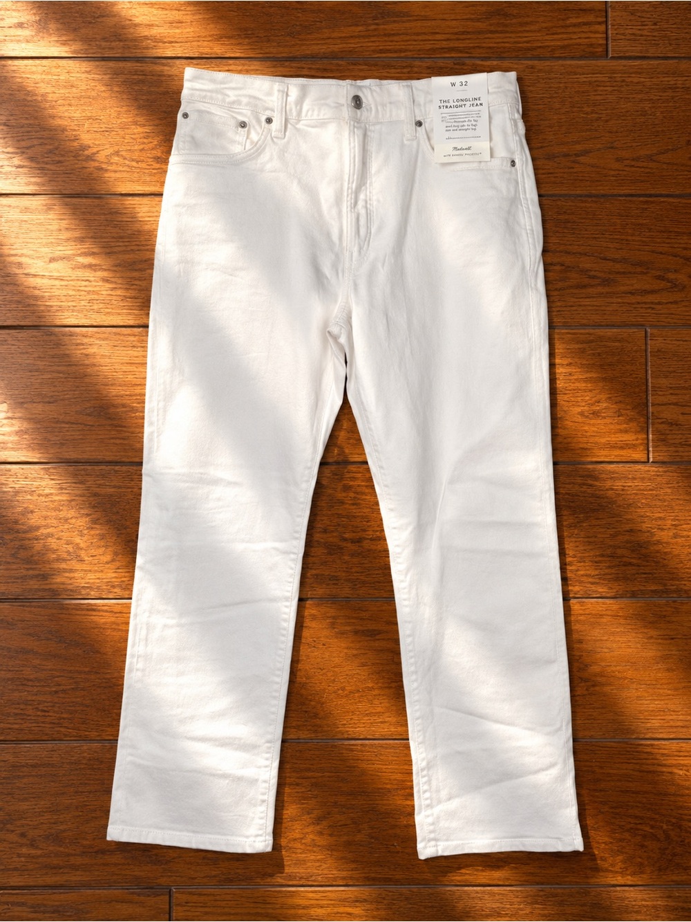 Madewell The Longline Straight Jean in White Denim Sz 32 NWT